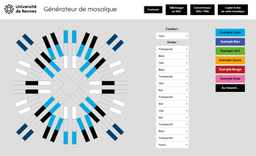 Application de génération de mosaïques, conformes aux spécifications de la charte graphique de l'Université de Rennes